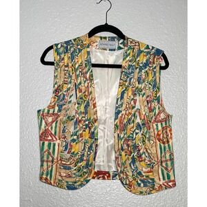 Vintage 80's Howard Wolf Vest Women's 6 Multicolor Lined Mesh Accent USA Made